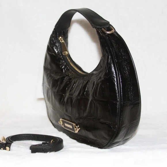 NWT BRAHMIN Mindy Crossbody Leather Purse Black Castle View